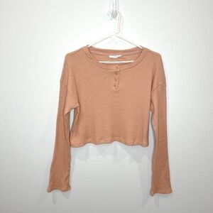 Lush Crop Blush Long Sleeve Ribbed Top